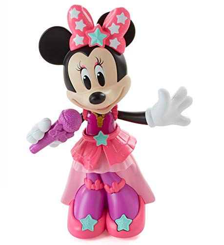 Fisher-Price Pop Superstar Minnie is a singing, dancing Minnie Mouse doll from Disney Junior whose skirt sways and spins 360° to the beat of her song as she lights up, sings and says fun phrases