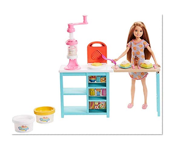 Barbie Métiers Coffret Mini-Poupée Stacie Petit-Déjeuner, Gaufrier, Accessoires de Cuisine et Deux Pots de Pâte à Modeler, Jouet pour enfant, FRH74