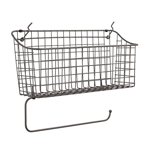 Spectrum Diversified Basket and Paper Towel Holder, Steel, Industrial Gray, 15 in (w