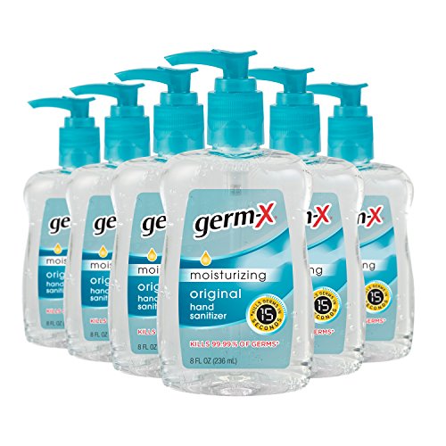 Book Cover Germ-X Hand Sanitizer, Original, Pump Bottle, 8 Fluid Ounce (Pack of 6)