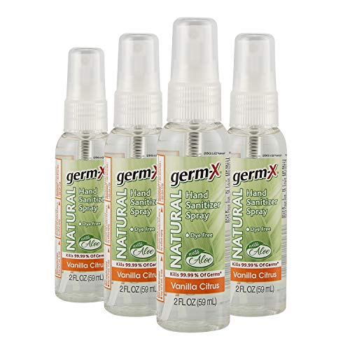 Germ-X Natural Hand Sanitizer Spray, Vanilla Citrus, Travel Size, 2 Fluid Ounce (Pack of 4)