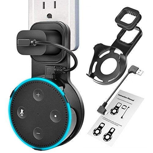 Book Cover Yuanling Outlet Wall Mount Hanger Stand for Dot 2nd Generation, A Space-Saving Solution for Your Smart Home Speakers Without Messy Wires or Screws (Black)