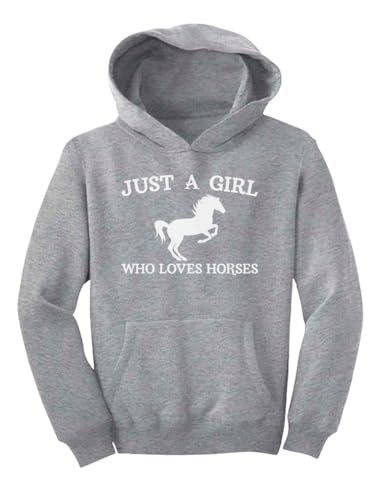 Tstars Just A Girl Who Loves Horses Hoodie Horse Lover Gifts Girls Kids Hoodies Medium Gray