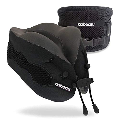 Cabeau Evolution Cool Travel Pillow- The Best Air Circulating Head and Neck Memory Foam Cooling Airplane Neck Pillow - Backed by Sleep Science for Maximum Sleep Support - Black
