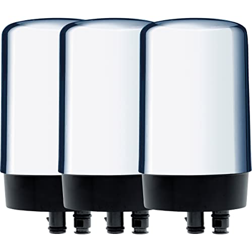 Brita Water Filter Replacements for Sink, Faucet Mount Water Filtration System for Tap Water, Reduces 99% of Lead, Chrome, 3 Count