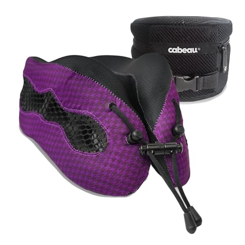 Cabeau Evolution Cool Travel Pillow- The Best Air Circulating Head Neck Memory Foam Cooling Travel Pillow - Purple