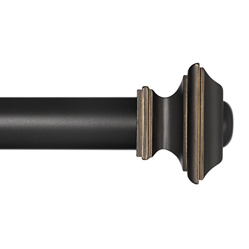 Ivilon Window Treatment Curtain Rod - Square Finials, 1 1/8 in Rod, 48 to 86 Inch, Antique Black