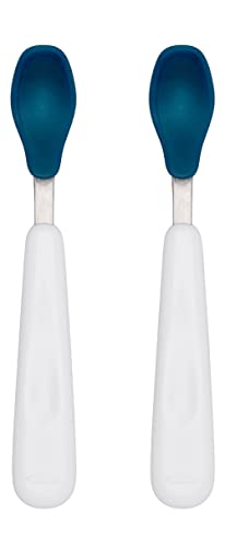 OXO Tot Feeding Spoon Set with Soft Silicone, Navy, 2 Count (Pack of 1)