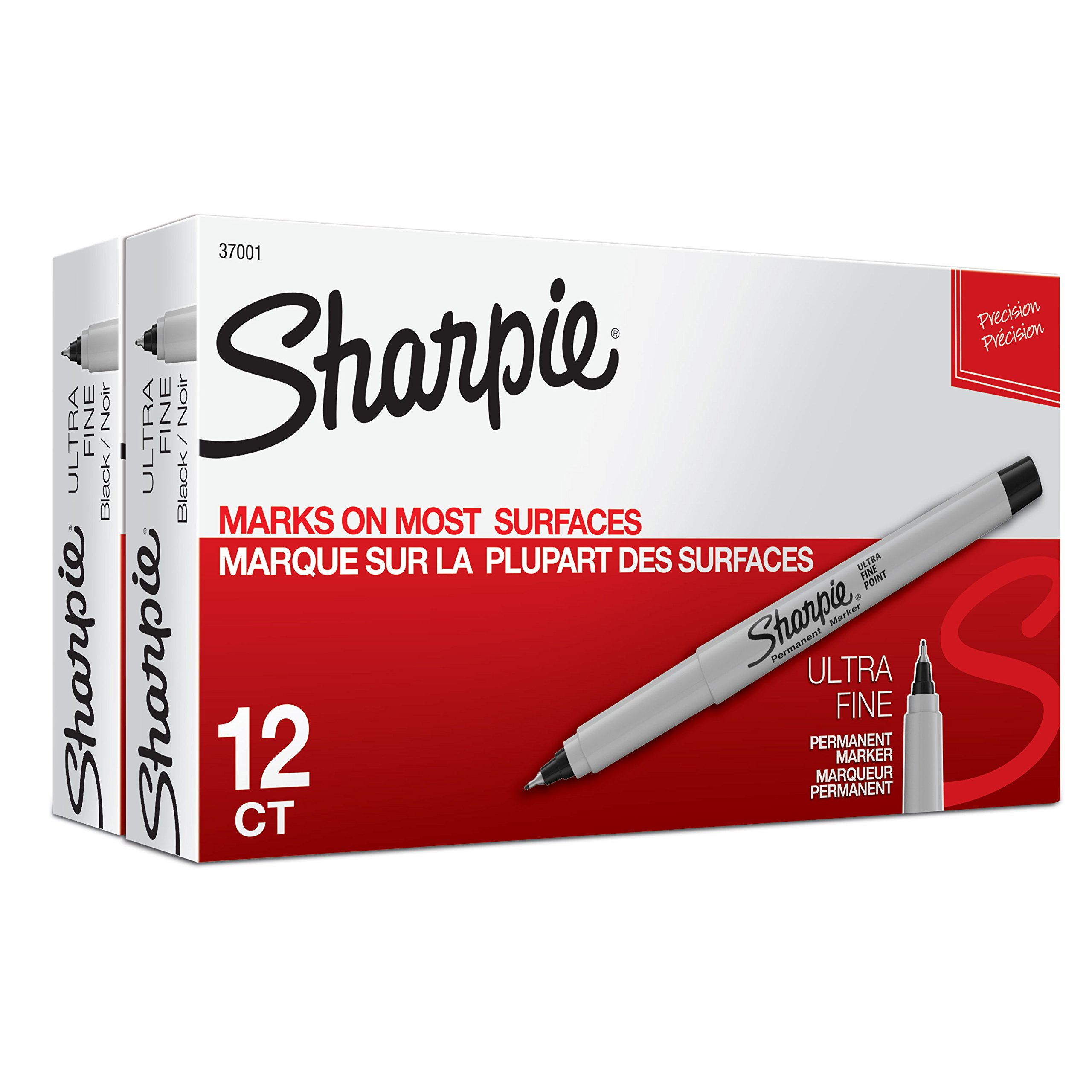 Book Cover Sharpie Permanent Markers, Ultra-Fine Point, Black, 24-Count
