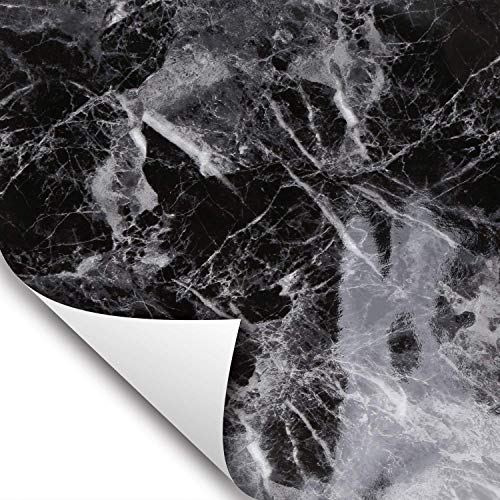 Wallstickery Marble Paper for Counter top Black Gray Granite Wallpaper Gloss Self Adhesive Sticky Faux Stone Wall Stickers Removable Peel and Stick Furniture Home Kitchen Cabinets