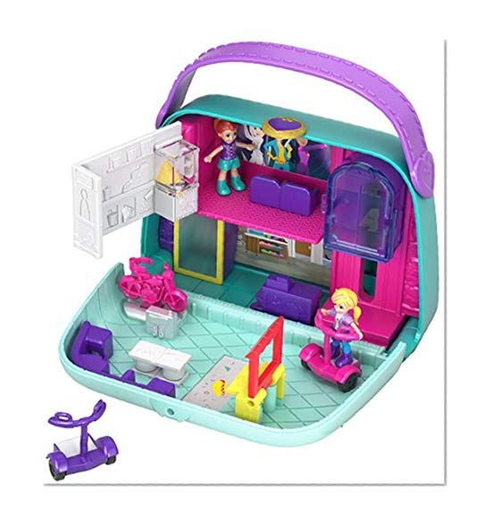 Polly Pocket Coffret Univers Le Sac à Boutiques avec 2 Mini-Figurines et Accessoires, Autocollants et 5 Surprises Cachées, Jouet Enfant, édition 2018, GCJ86