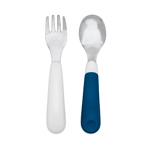 OXO Tot Toddler Fork & Spoon Set With Carry Case- Navy