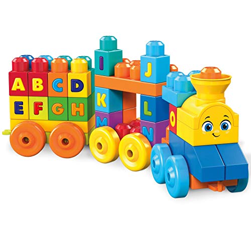 Mega Bloks Le Train de L'Alphabet, briques et jeu de construction, 50 pièces, jouet pour bébé et enfant de 1 à 5 ans, FWK22
