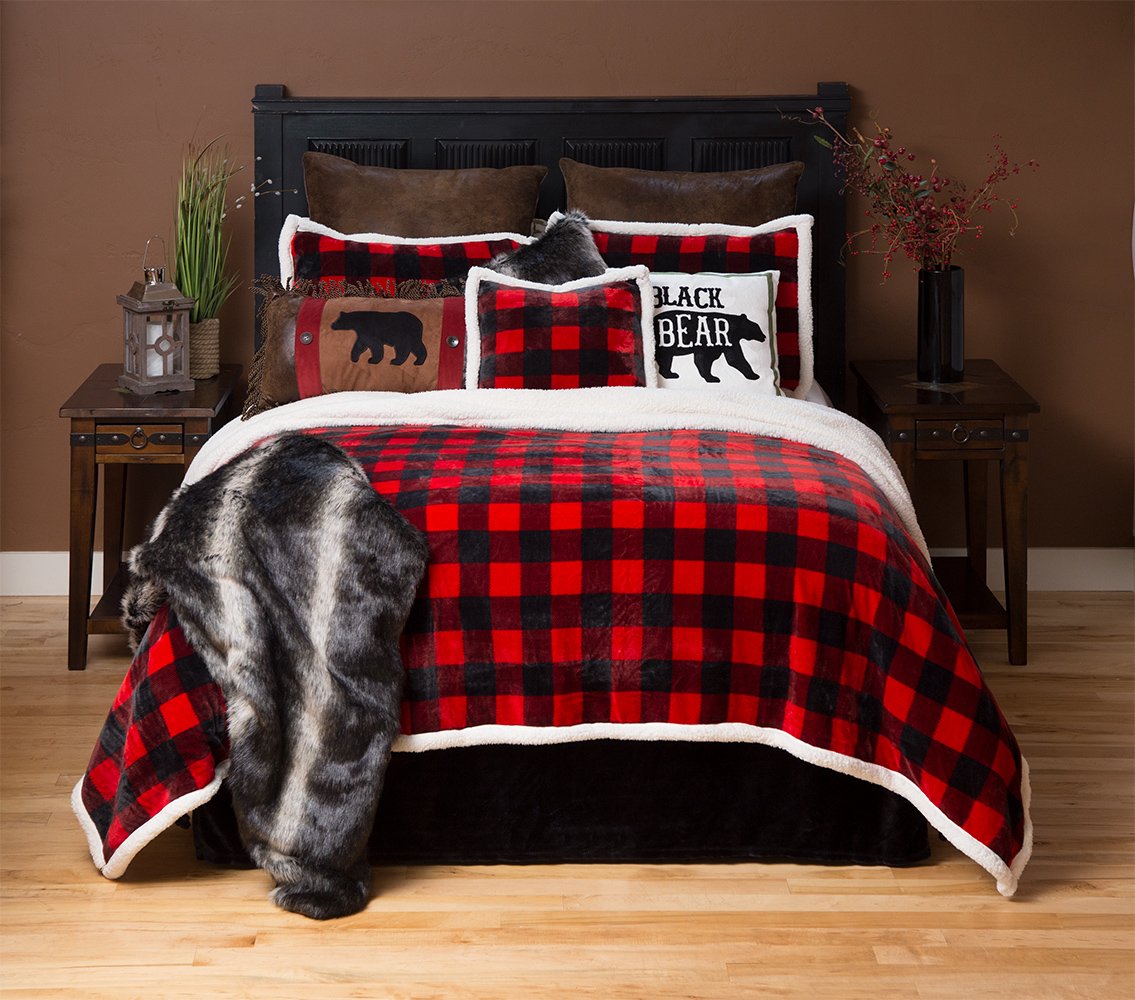 Book Cover Carstens Lumberjack Red Plaid Plush Bedding Set, Twin