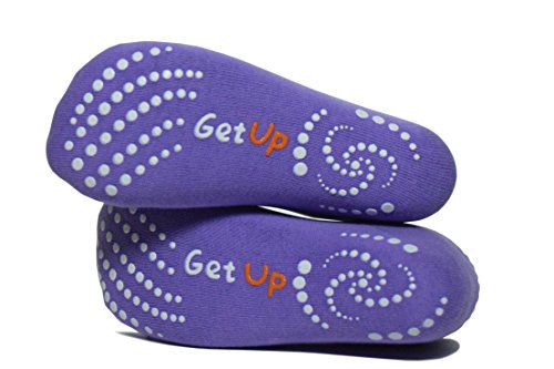 Black/Purple Yoga Socks for Women with Non Slip - Skid Grip. Also Ideal for Pilates, Barre, Ballet or as Slipper Socks - Purple - S