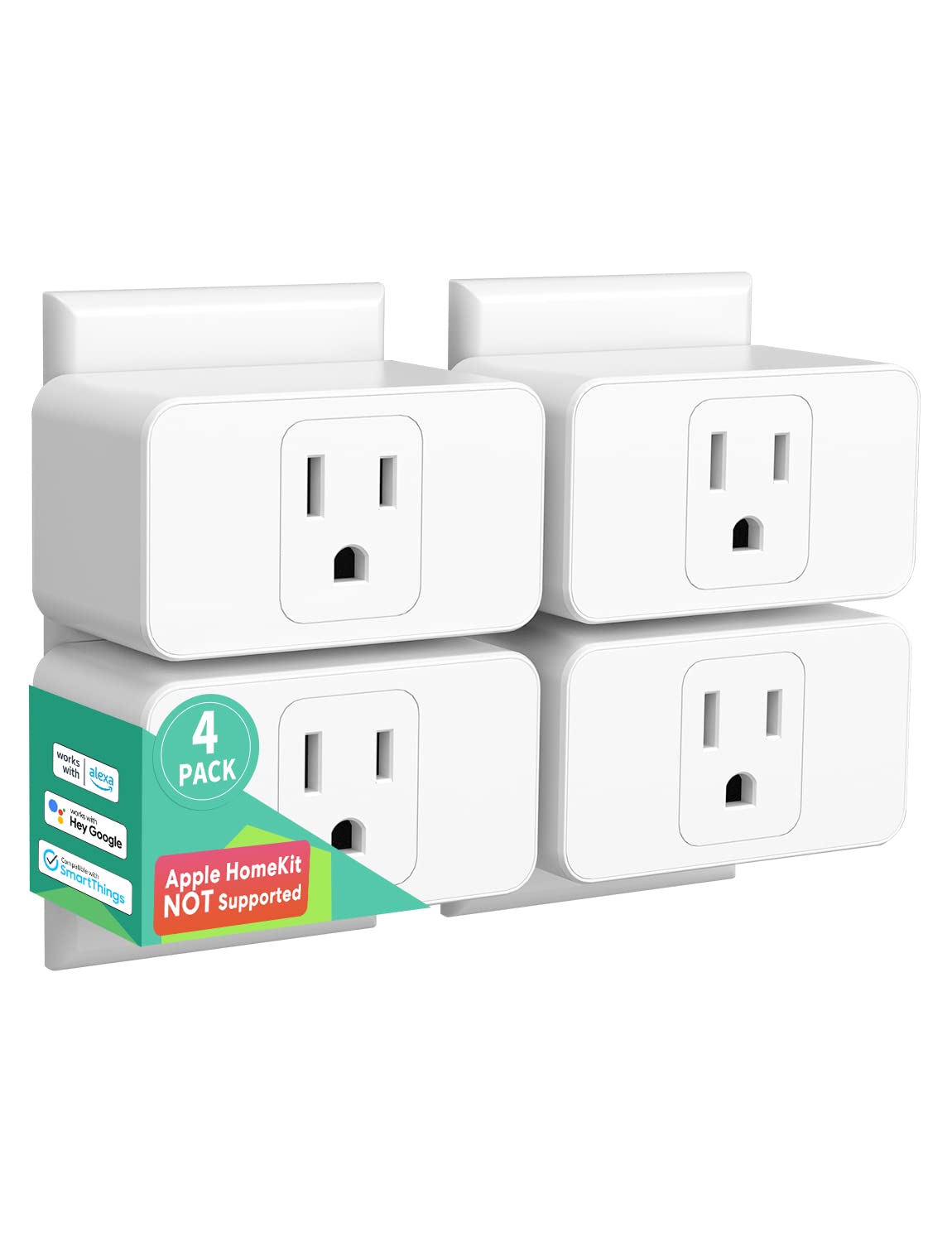 Book Cover Meross Wi-Fi Smart Plug Mini, 15 Amp & Reliable Wi-Fi Connection, Support Alexa, Google Assistant, Remote Control, Timer, Occupies Only One Socket, 2.4G WiFi Only, 4 Pack Non-HomeKit 4 Pack