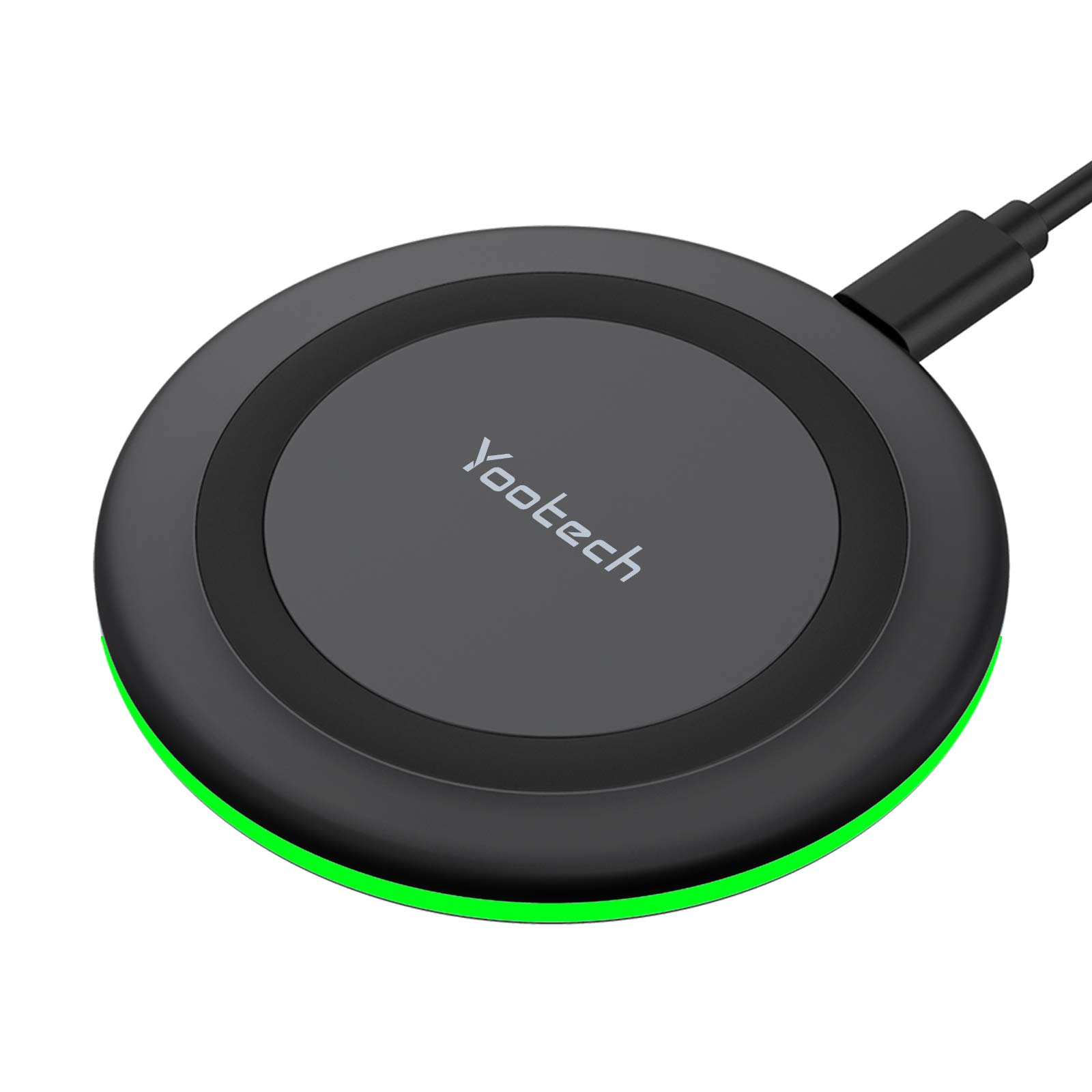 Book Cover Yootech Wireless Charger,10W Max Fast Wireless Charging Pad Compatible with iPhone 14/14 Plus/14 Pro/14 Pro Max/13/13 Mini/SE 2022/12/11/X/8,Samsung Galaxy S22/S21/S20,AirPods Pro 2(No AC Adapter) Black/Black