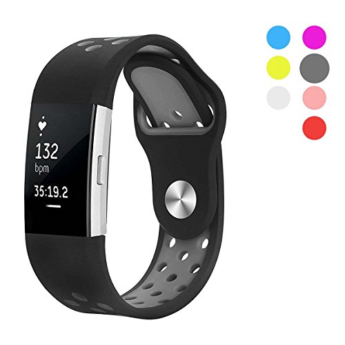Hanlesi Bands Compatible with Fitbit Charge 2, Soft Silicone Breathable Fashion Sport Strap for Fit bit Charge2 Replacement Original Accessory