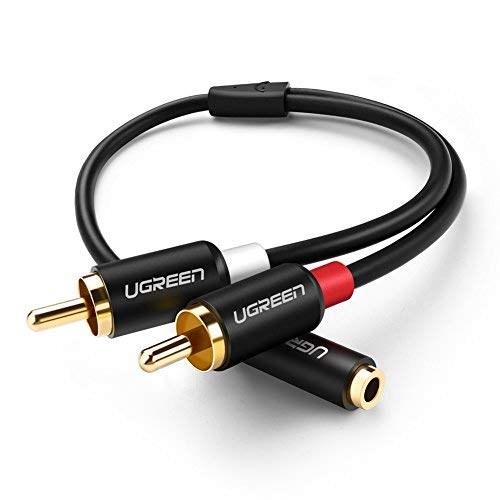 Book Cover UGREEN 3.5mm Female to 2RCA Male Stereo Audio Cable Gold Plated for Smartphones, MP3, Tablets, Home Theater