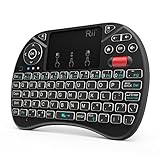 (Updated 2018,Backlit) Rii i8X 2.4GHz Mini Wireless Keyboard with Touchpad Mouse Combo, LED Backlit, Rechargable Li-ion Battery-Black