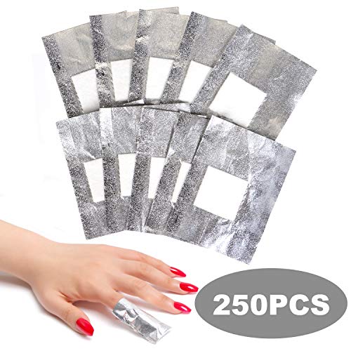 ECBASKET Nail Polish Remover Gel Polish Remover Soak Off Foils 250pcs Gel Nail Polish Remover Wrap Foils with Lager Cotton Pad Nail Gel Remover Tool