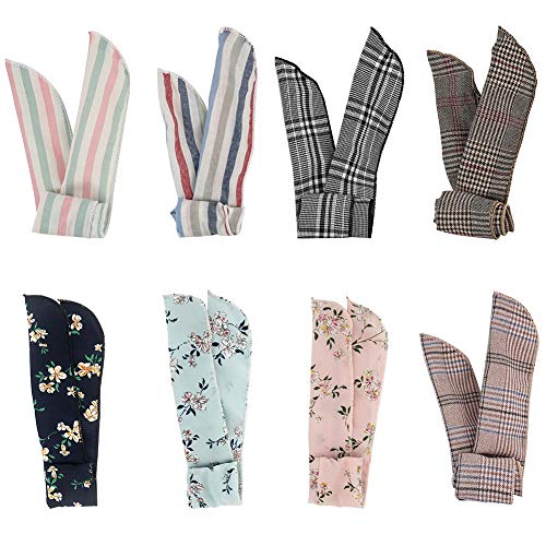 Kaide 8 Pcs Wire Bunny Ear Headband Hair Wrap Bow Pin-Up Anti-Slip Design Girl Twisted Tie Fashion Hairband