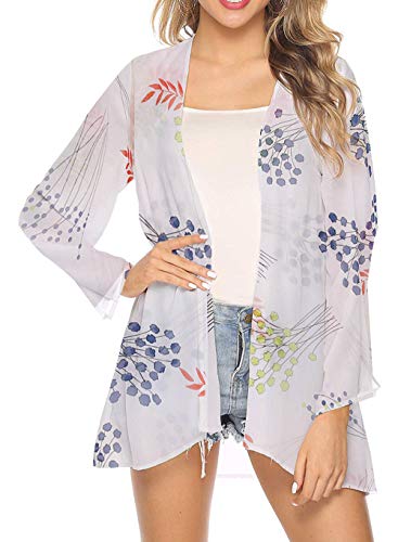 Spmor Women's Chiffon Boho Kimono Cardigan Beach Cover Shawl