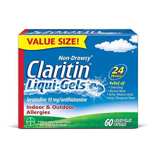 Claritin Indoor and Outdoor Allergies, luquid-Filled Capsules, 60 Count