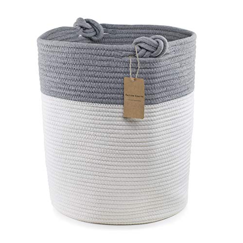 Book Cover Extra Large Cotton Rope Basket. 18inx15in Size - Perfect as a Storage Basket or Laundry Basket, Toy Storage, Blankets Storage.