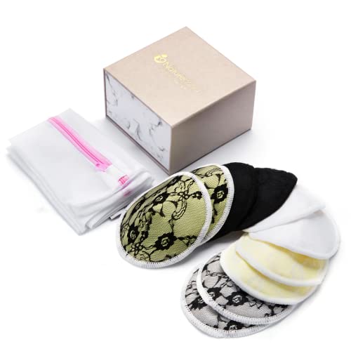 NatureBond Reusable Nursing Pads - Set of 10 Nipple Pads for Breastfeeding, Breathable Breast Pads for Breastfeeding with Wash Bag & Box, Made from Organic Bamboo, Washable Nursing Pads Reusable