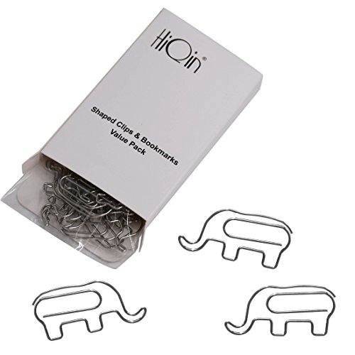 HiQin Cute Bookmarks Paper Clips Elephant (Value Refill Pack) - Funny Office Supplies