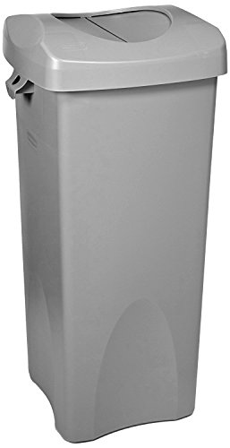 Book Cover Rubbermaid Commercial Products Untouchable Square Trash/Garbage Container with Lid, Gray (2001584)
