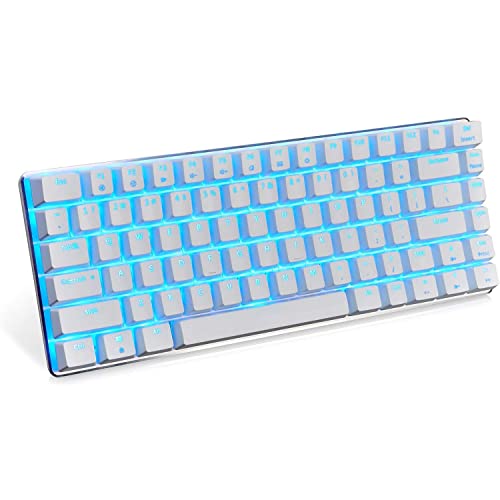 LexonElec Gaming Mechanical Keyboard Wired USB Metal Mechanical Blue Switch Computer Gaming Keyboard with Blue LED Backlit for Computer Gamers (Blue Switch, White)