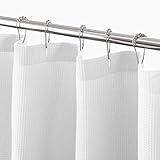 mDesign Cotton Waffle Knit Shower Curtain - Hotel Style Shower Curtain - Luxury, Spa Quality Waffle Weave Fabric Cotton Shower Curtains for Bathroom - Bath and Shower Curtains - 72" x 72" - White