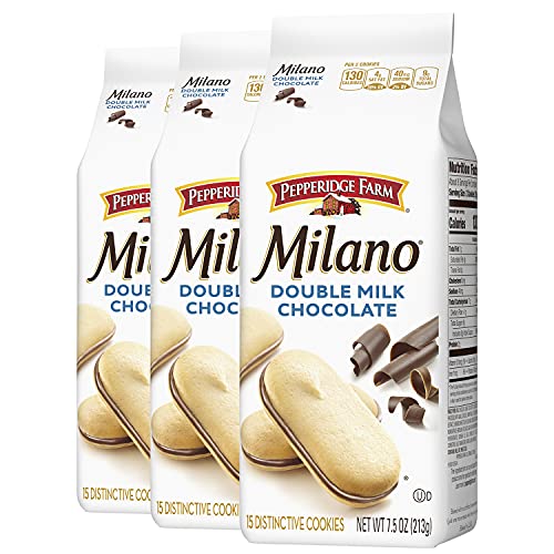 Pepperidge Farm Milano Double Milk Chocolate Cookies, 7.5 Ounce (Pack of 3) (Packaging May Vary)