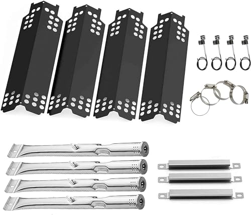 Hisencn BBQ 4Pack Grill Burners4Pack Heat Plate and 3Pack Crossver Tube Replacement Parts For Charbroil 463436215 463436213Thermos 466360113 Gas Gril