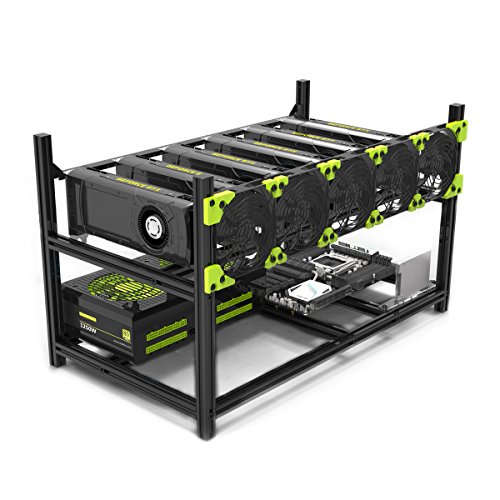 6 GPU Mining Case Rig Aluminum Stackable Preassembled Open Air Frame for Ethereum(ETH)/ETC/ZCash/Monero/BTC Easy Mounting Edition(Just 10 Minutes)
