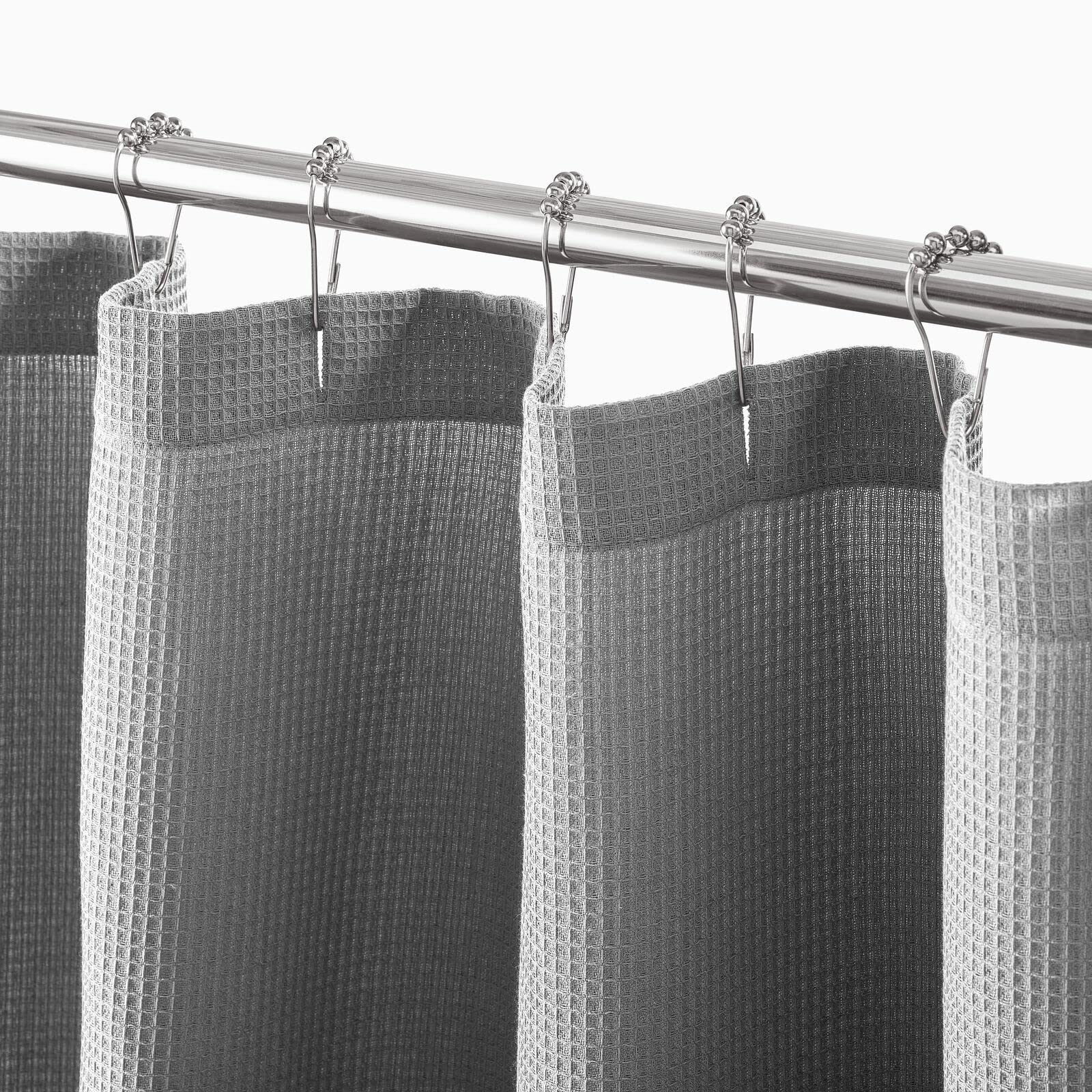 mDesign Cotton Waffle Knit Shower Curtain - Hotel Style Shower Curtain - Luxury, Spa Quality Waffle Weave Fabric Cotton Shower Curtains for Bathroom - Bath and Shower Curtains - 72" x 72" - Gray Grey 72 x 72