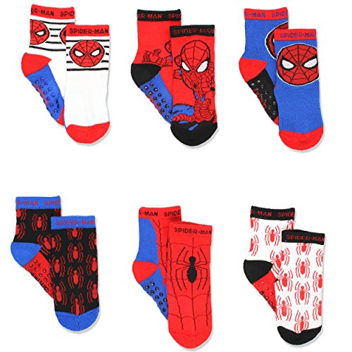 Book Cover Super Hero Adventures Spider-Man Boys 6 pack Socks with Grippers (Baby/Toddler)