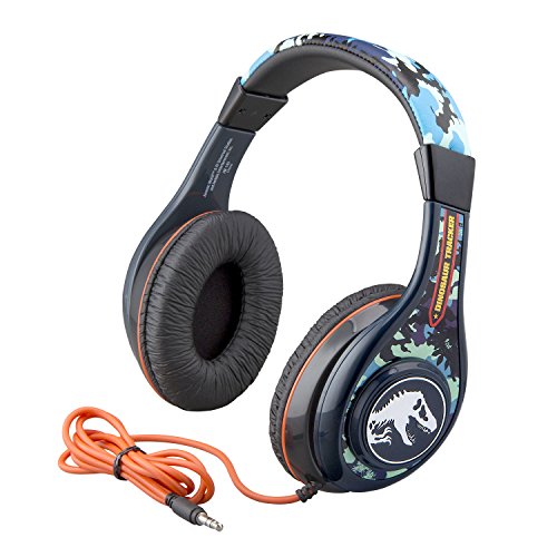 Book Cover Jurassic World 2 Kids Headphones for Kids Adjustable Stereo Tangle-Free 3.5Mm Jack Wired Cord Over Ear Headset for Children Parental Volume Control Safe Perfect for School Home & Travel