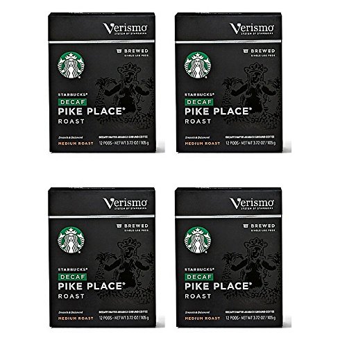 Starbucks Decaf Pike Place Roast Coffee Verismo Pods, 12 Count (4 pack)