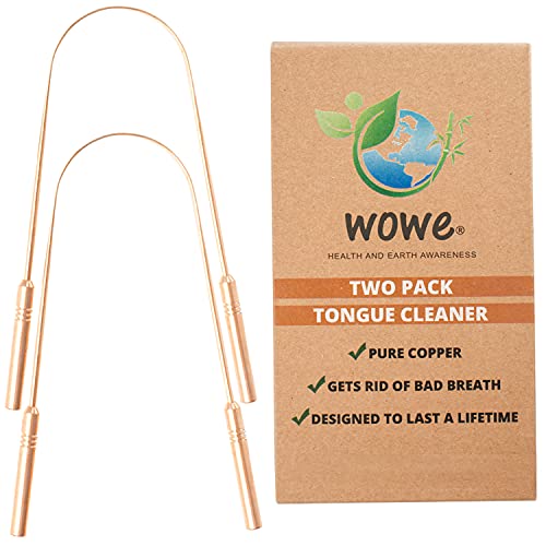 Wowe Lifestyle Tongue Scraper Cleaner Metal - No Bad Breath, and Halitosis - Pack of 2 (Copper)