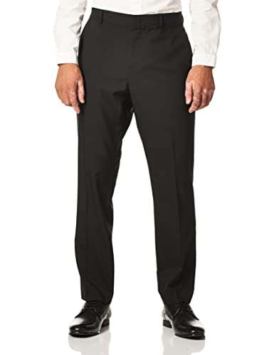 Perry Ellis mens Very Slim Solid Tech Dress Pants, Black, 34W x 30L US