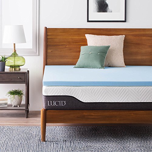 Book Cover LUCID 2-Inch Ventilated Gel Infused Memory Foam Mattress Topper - Twin XL