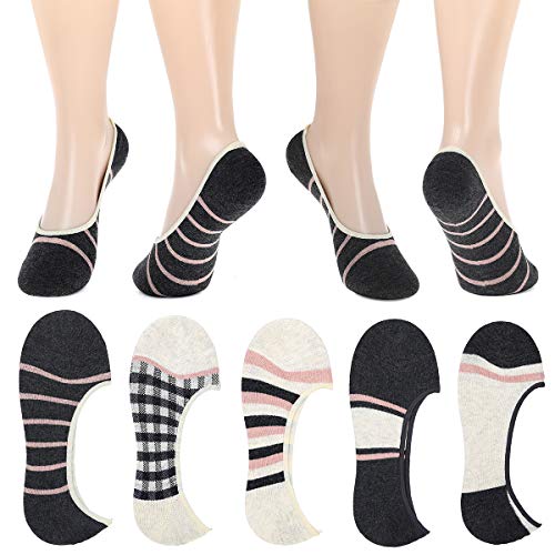 RYI 5 Packs No Show Liner Socks Women for Flats Invisible Slip on Shoes Hidden Low Cut Profile Socks for Boat Shoes