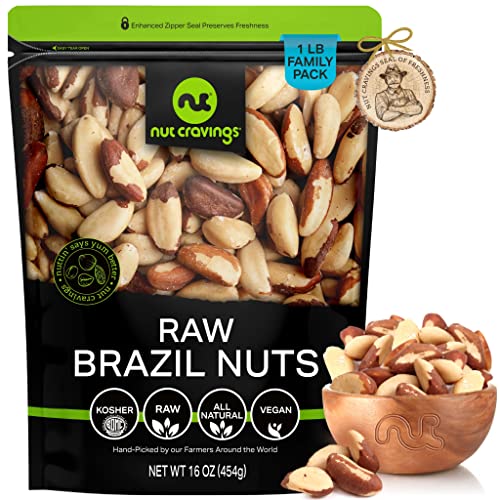 Book Cover Raw Brazil Nuts, Unsalted, No Shell, Whole, Superior to Organic (16oz - 1 LB) Bulk Nuts Packed Fresh in Resealable Bag - Healthy Protein Food Snack, All Natural, Keto Friendly, Vegan, Kosher
