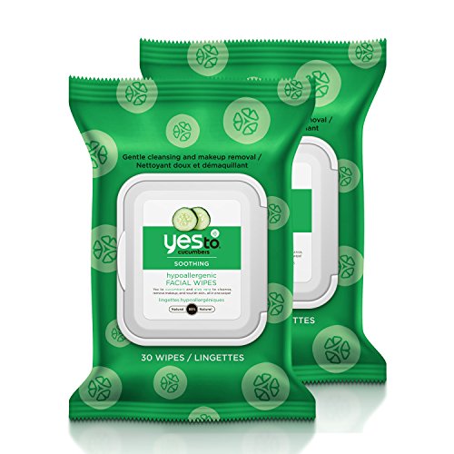 Book Cover Yes To Cucumber Hypoallergenic Facial Wipes For Sensitive Skin, 30 Count (Pack Of 2)
