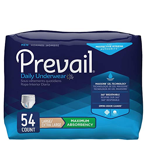 Book Cover Prevail Maximum Absorbency Incontinence Underwear for Men, Large/Extra Large, 54 Count