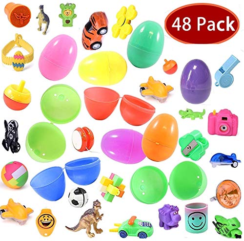 All Star Games 48 Toy Filled Easter Eggs - Amazing Party Favors, Goody Bag Stuffers, Easter Basket Fillers, Ready To Use for Easter Eggs Hunting