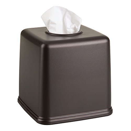 mDesign Plastic Square Facial Tissue Box Cover Holder for Bathroom Vanity Countertops, Bedroom Dressers, Night Stands, Desks and Tables - Bronze